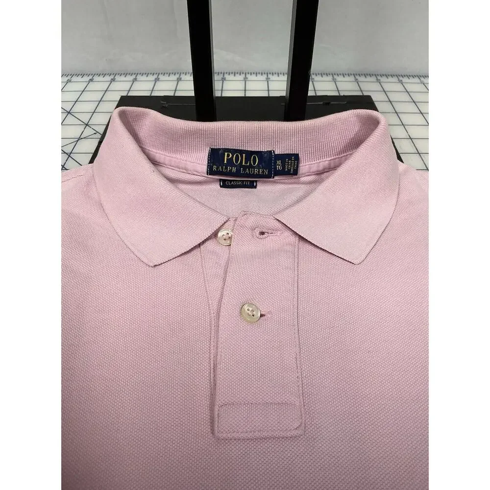 Ralph Lauren Men's Classic Short Sleeve Polo Shirt Pink XL‎ Embroidered